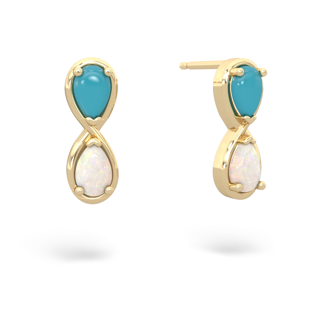 Turquoise Infinity 14K Yellow Gold earrings E5050