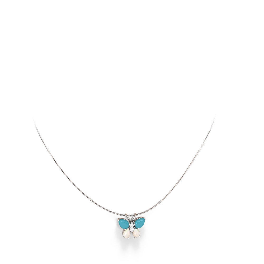 Turquoise Butterfly 14K White Gold pendant P2215