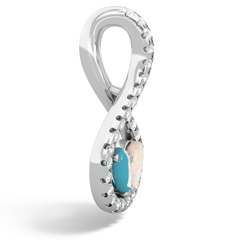 Turquoise Pave Twist 'One Heart' 14K White Gold pendant P5360