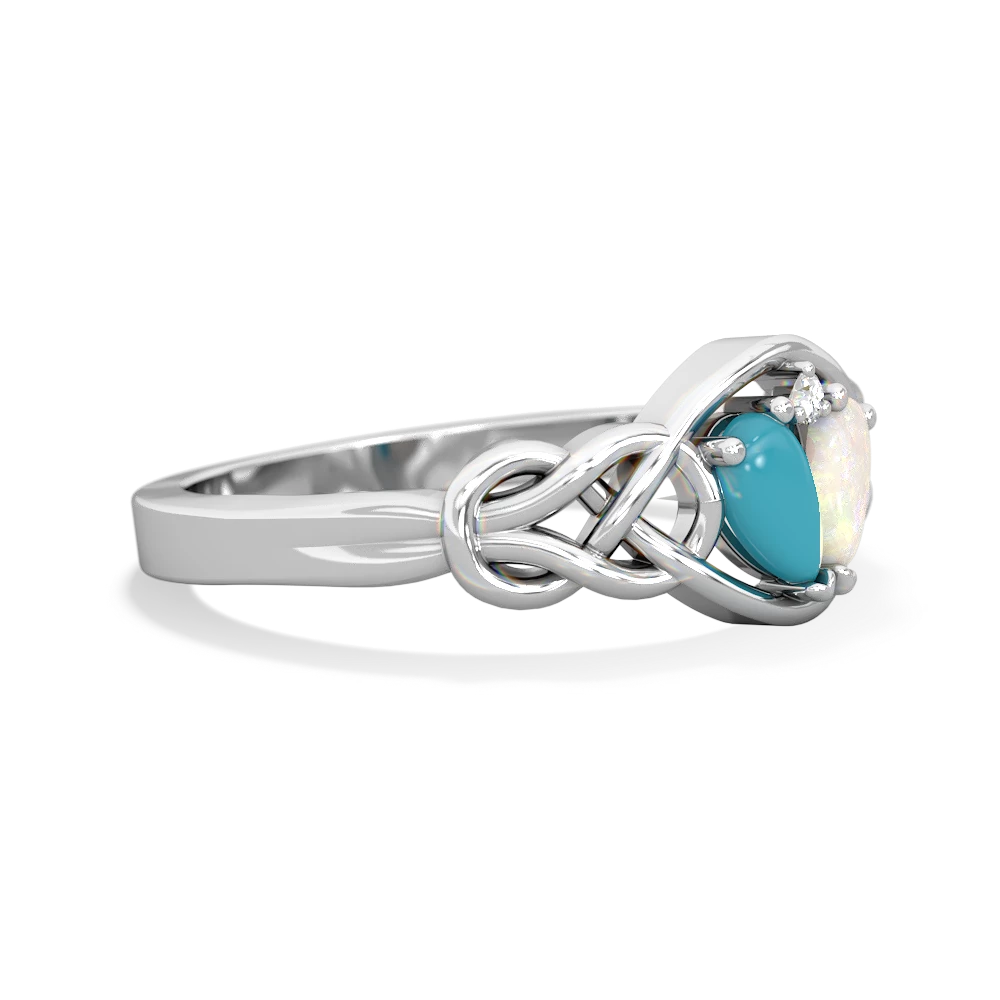 Turquoise Celtic Love Knot 14K White Gold ring R5420