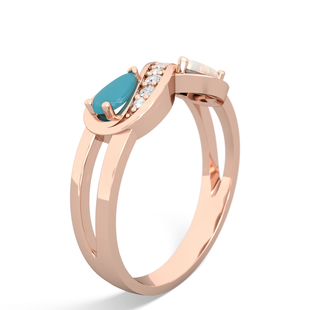 Turquoise Diamond Infinity 14K Rose Gold ring R5390