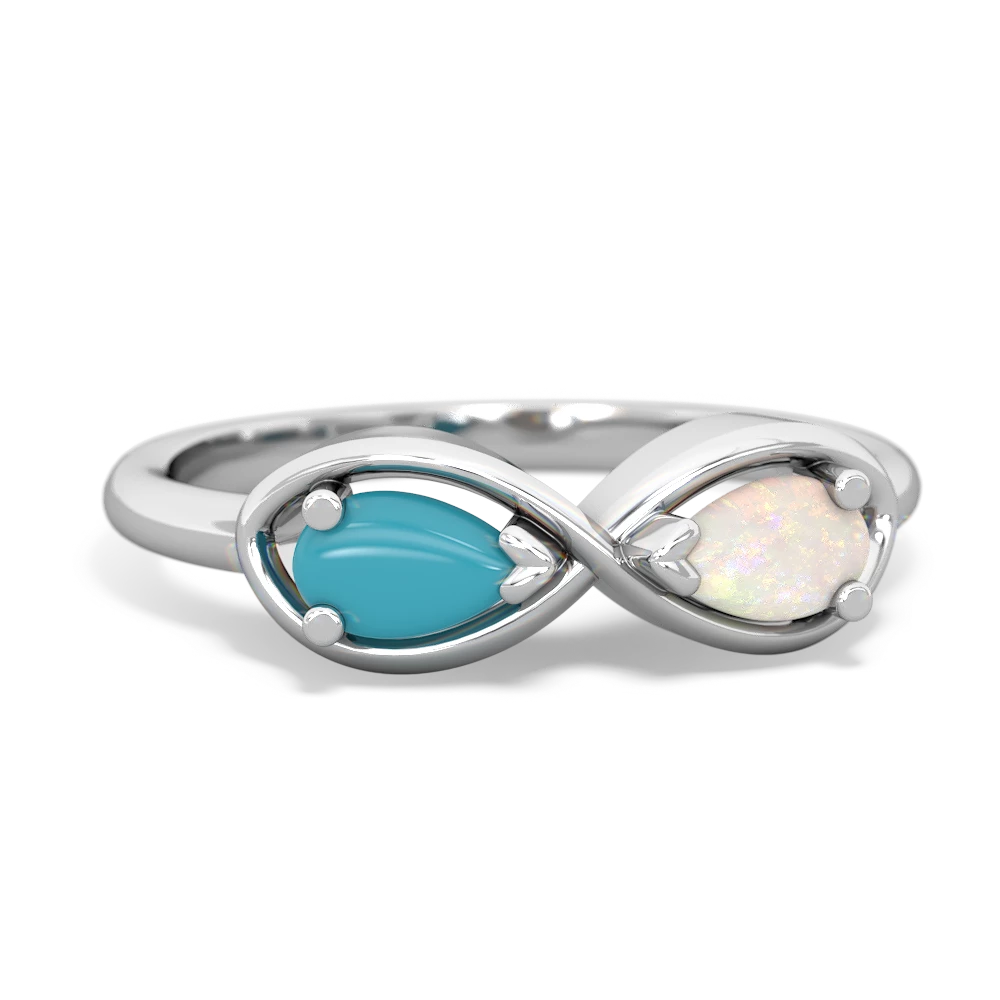 Turquoise Infinity 14K White Gold ring R5050