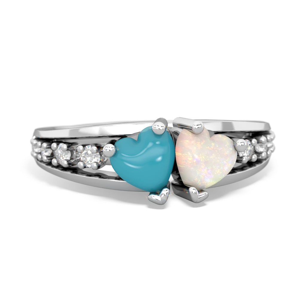 Turquoise Heart To Heart 14K White Gold ring R3342