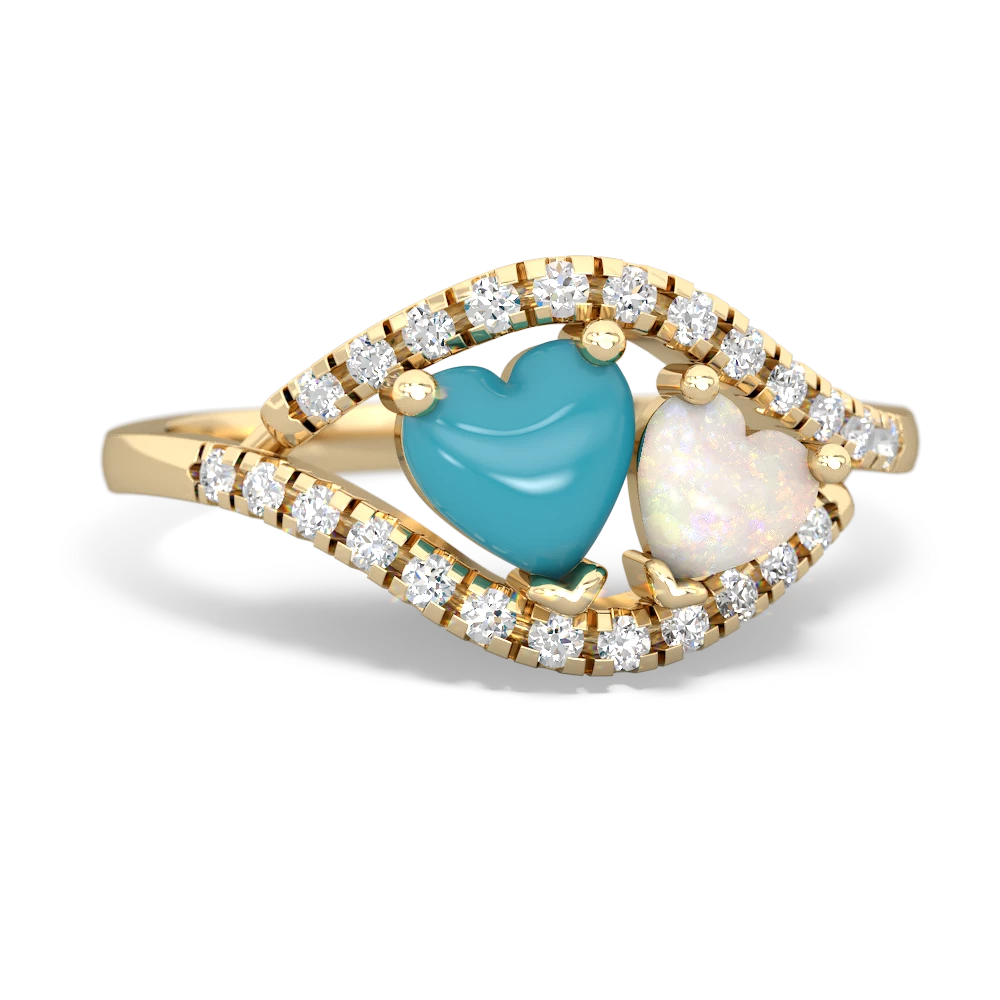 Turquoise Mother And Child 14K Yellow Gold ring R3010