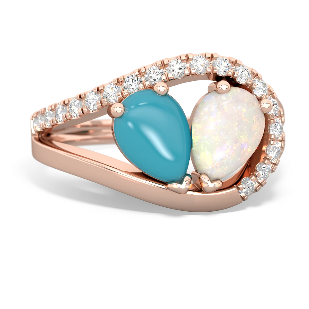 Turquoise Nestled Heart Keepsake 14K Rose Gold ring R5650