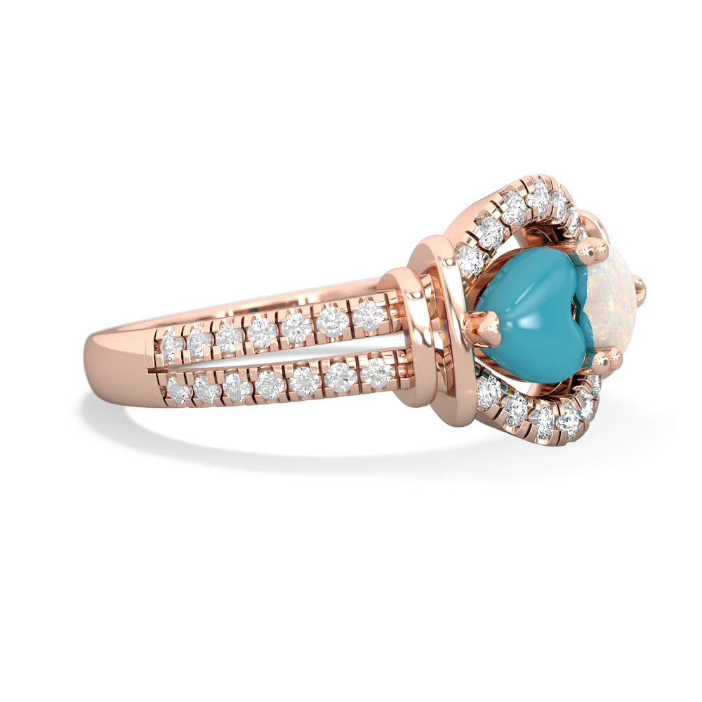 Turquoise Art-Deco Keepsake 14K Rose Gold ring R5630