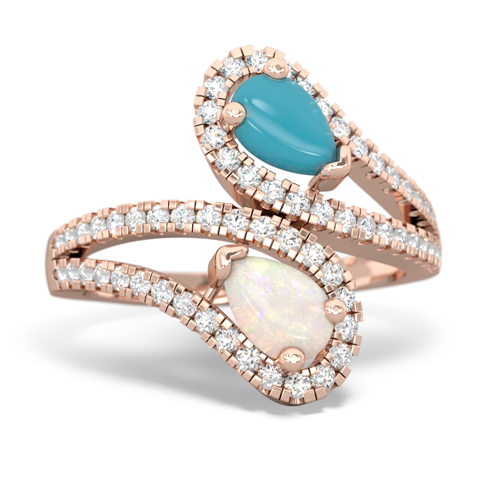 Turquoise Diamond Dazzler 14K Rose Gold ring R3000