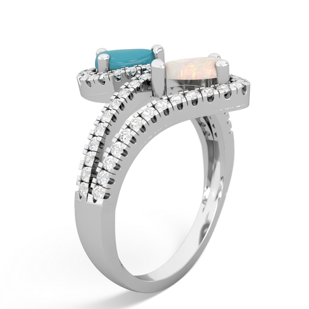 Turquoise Diamond Dazzler 14K White Gold ring R3000