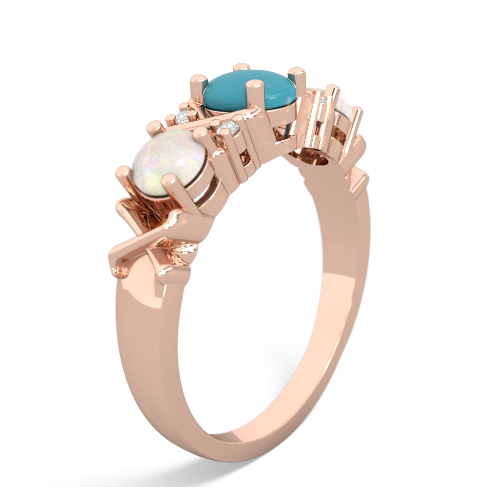 Turquoise Hugs And Kisses 14K Rose Gold ring R5016