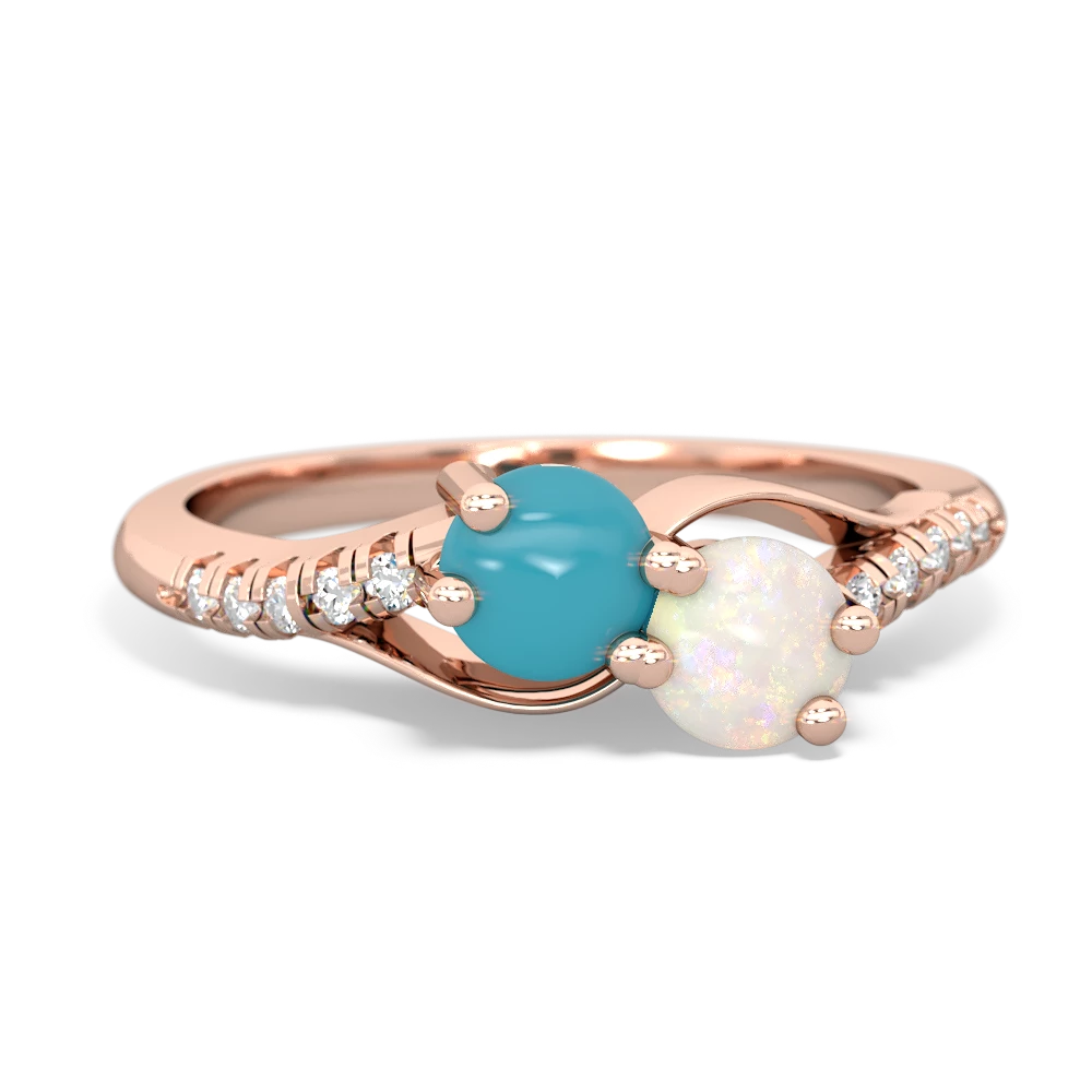 Turquoise Infinity Pave Two Stone 14K Rose Gold ring R5285