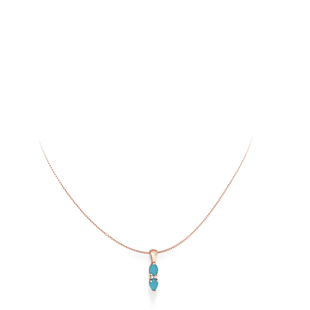 Turquoise Bowtie Drop 14K Rose Gold pendant P0865