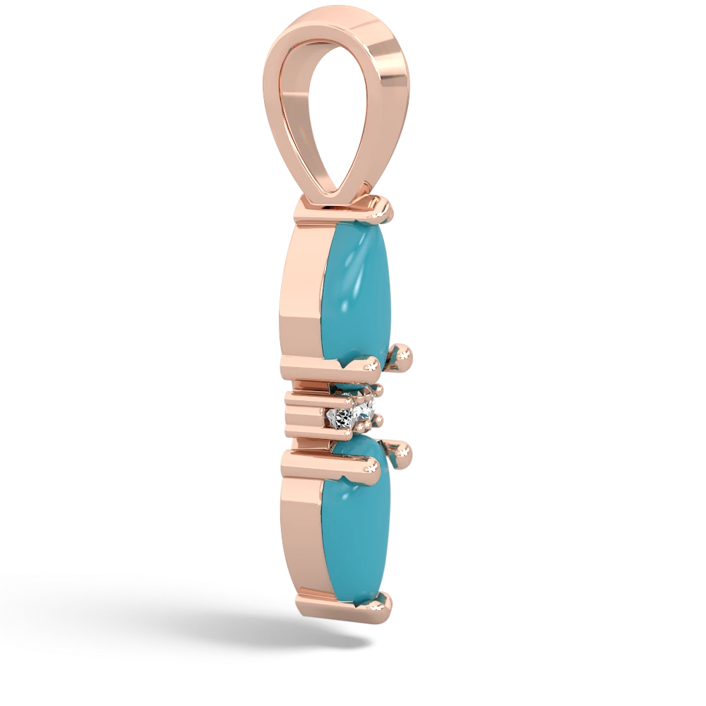 Turquoise Bowtie Drop 14K Rose Gold pendant P0865