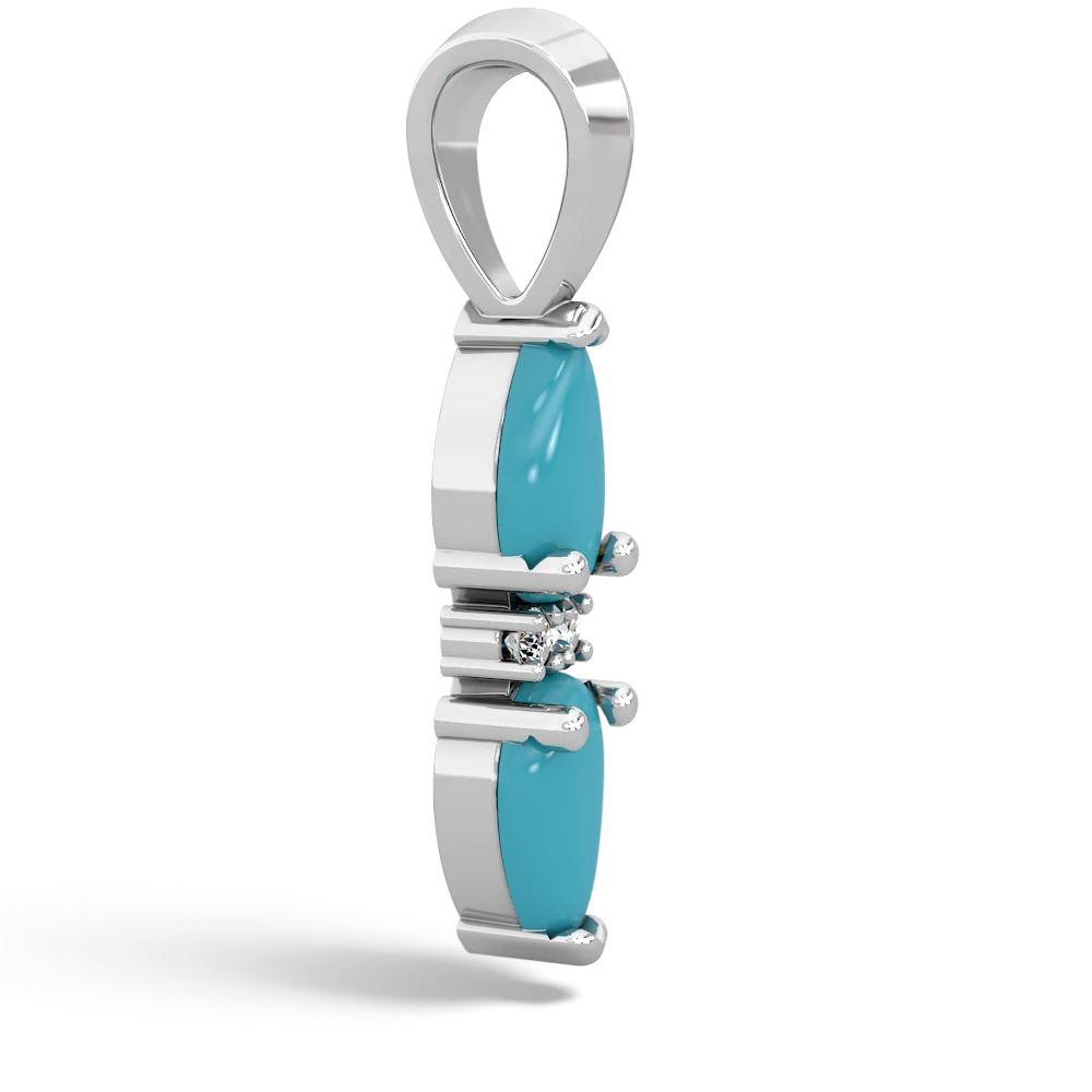 Turquoise Bowtie Drop 14K White Gold pendant P0865