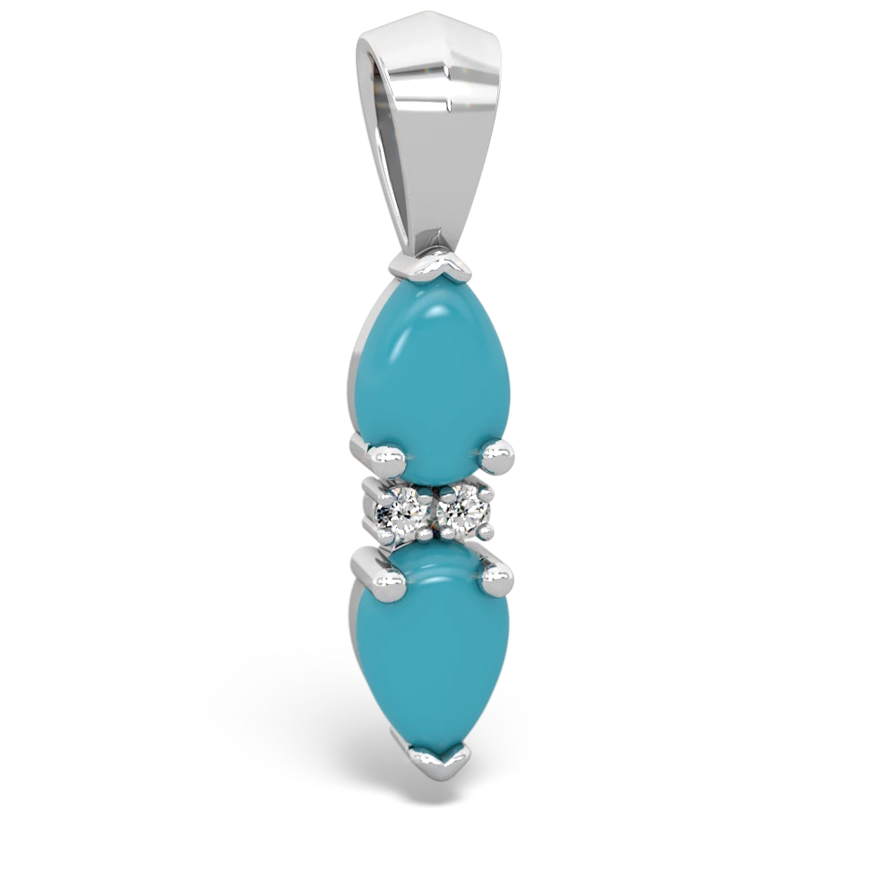 Turquoise Bowtie Drop 14K White Gold pendant P0865