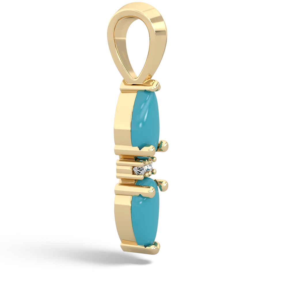 Turquoise Bowtie Drop 14K Yellow Gold pendant P0865