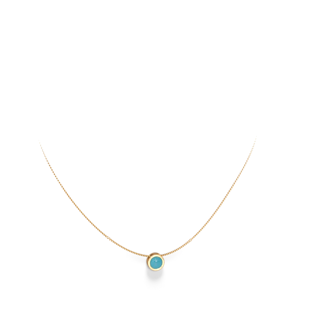 Turquoise 6Mm Slide 14K Yellow Gold pendant P3786