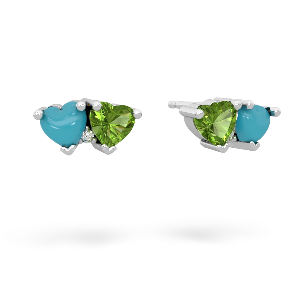 Turquoise Sweethearts 14K White Gold earrings E5260