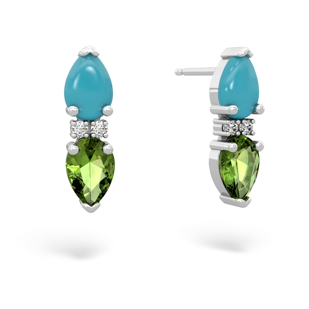 Turquoise Bowtie Drop 14K White Gold earrings E0865