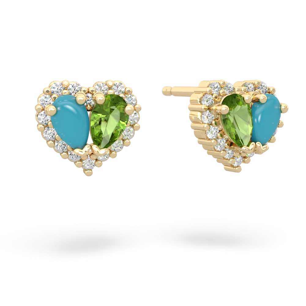 Turquoise Halo 14K Yellow Gold earrings E7008