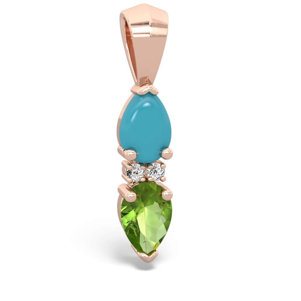 Turquoise Bowtie Drop 14K Rose Gold pendant P0865