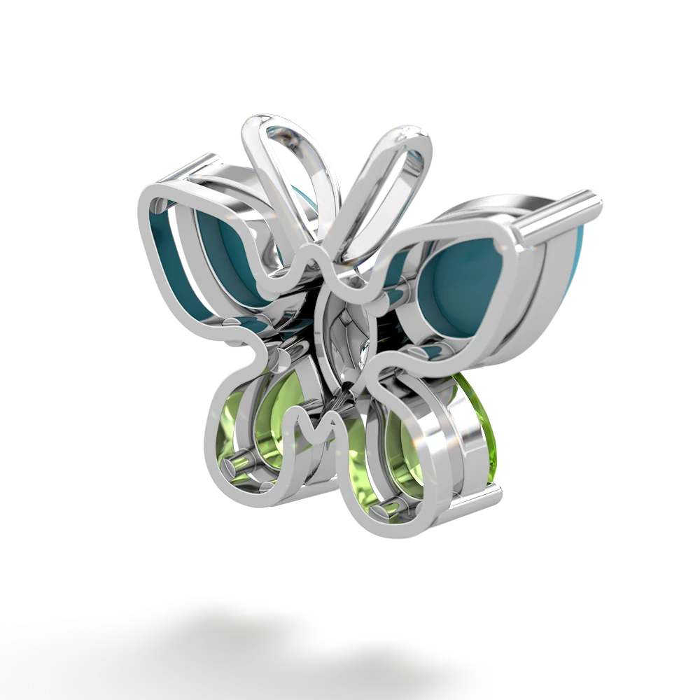 Turquoise Butterfly 14K White Gold pendant P2215