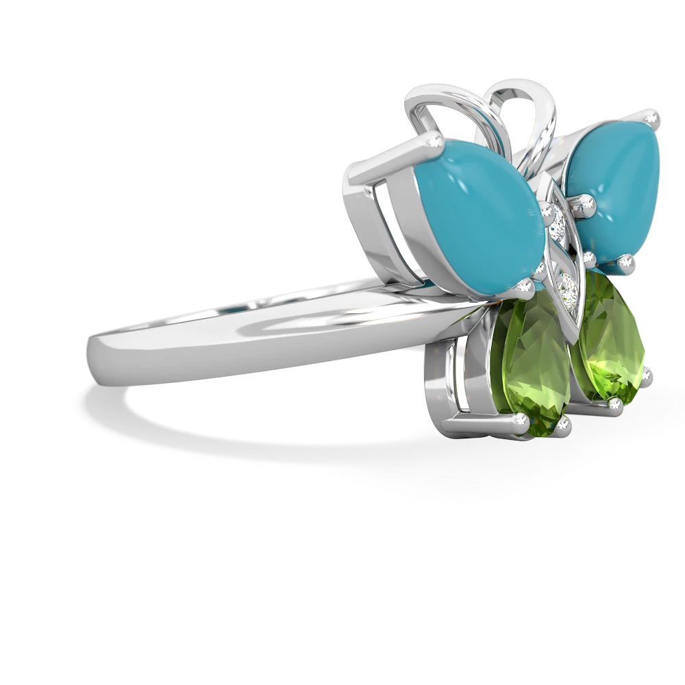 Turquoise Butterfly 14K White Gold ring R2215