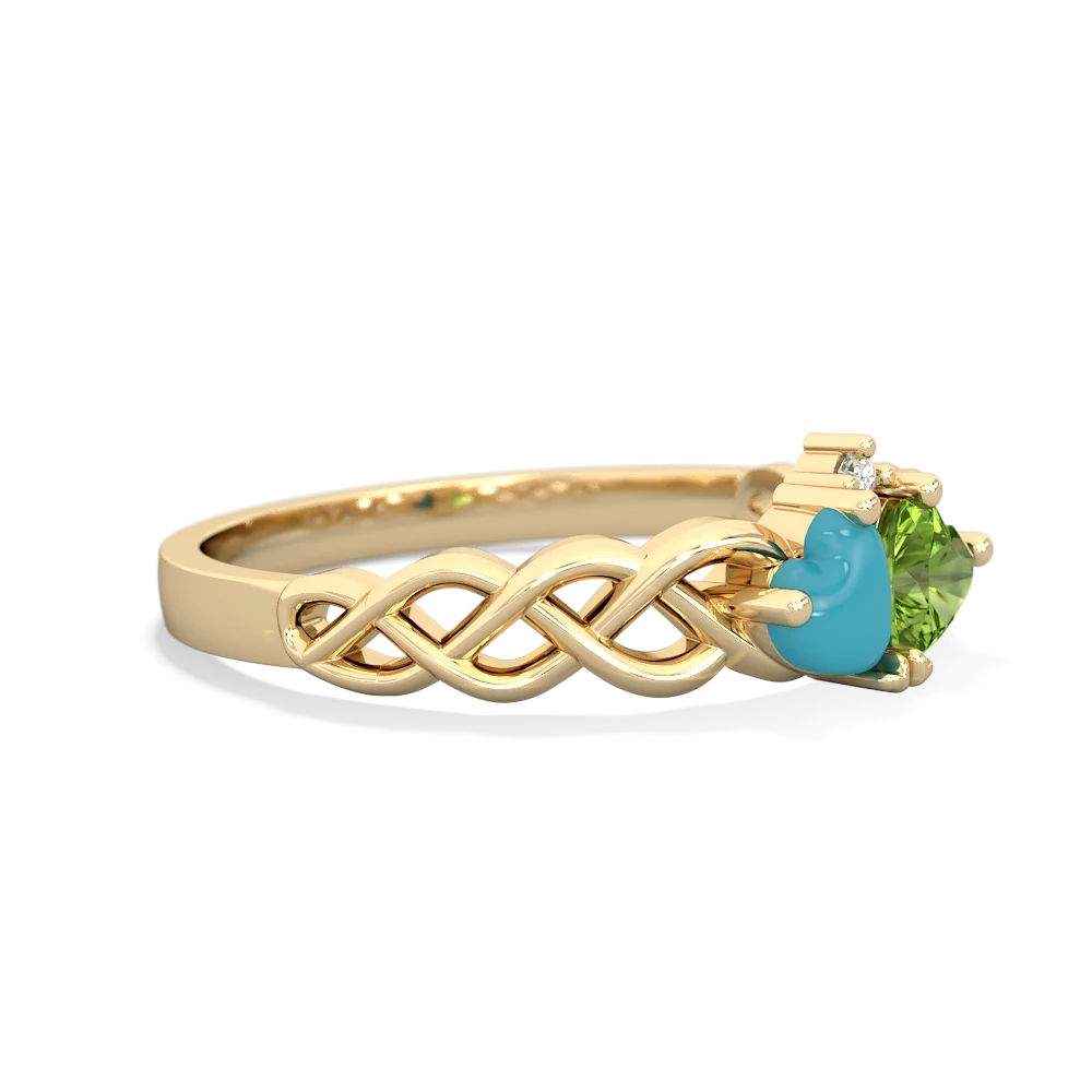 Turquoise Heart To Heart Braid 14K Yellow Gold ring R5870