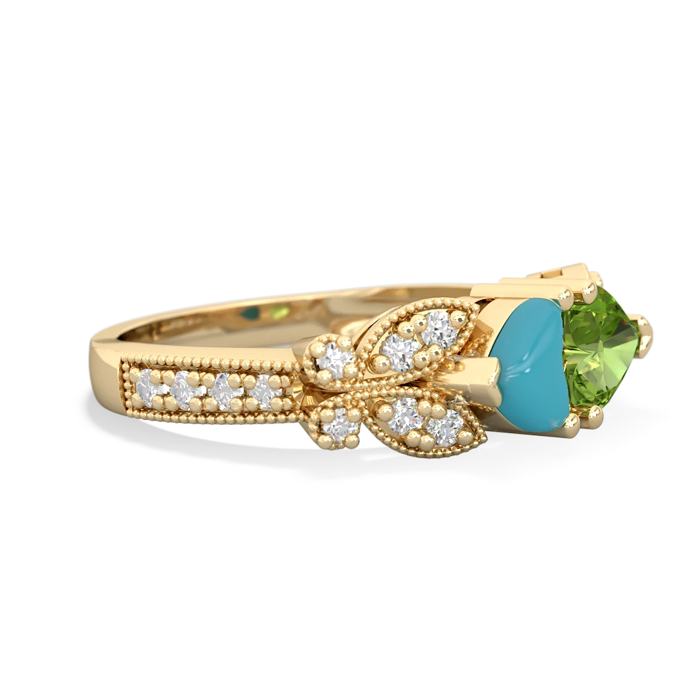 Turquoise Diamond Butterflies 14K Yellow Gold ring R5601