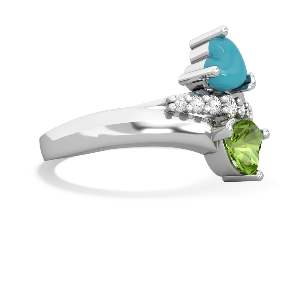 Turquoise Heart To Heart 14K White Gold ring R2064