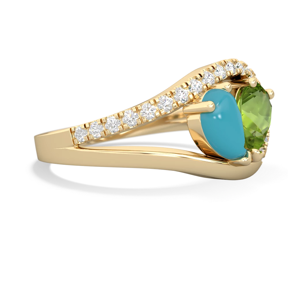 Turquoise Nestled Heart Keepsake 14K Yellow Gold ring R5650