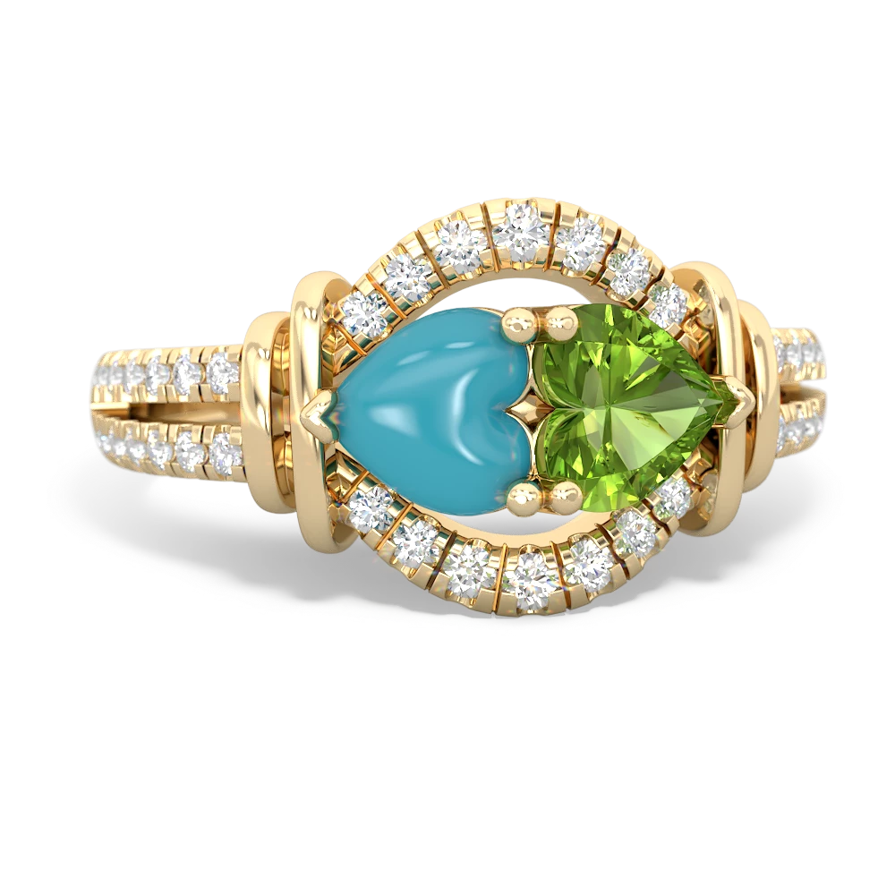 Turquoise Art-Deco Keepsake 14K Yellow Gold ring R5630