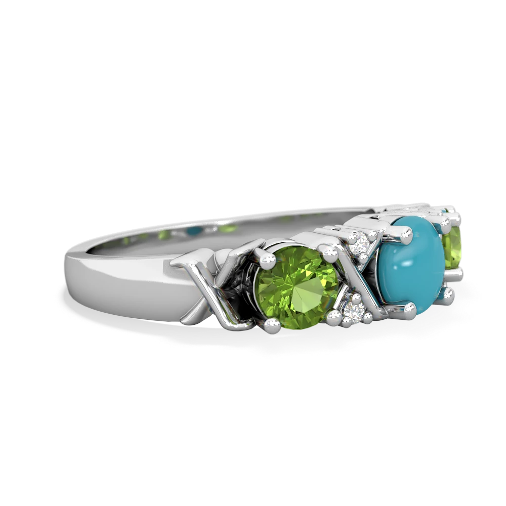 Turquoise Hugs And Kisses 14K White Gold ring R5016