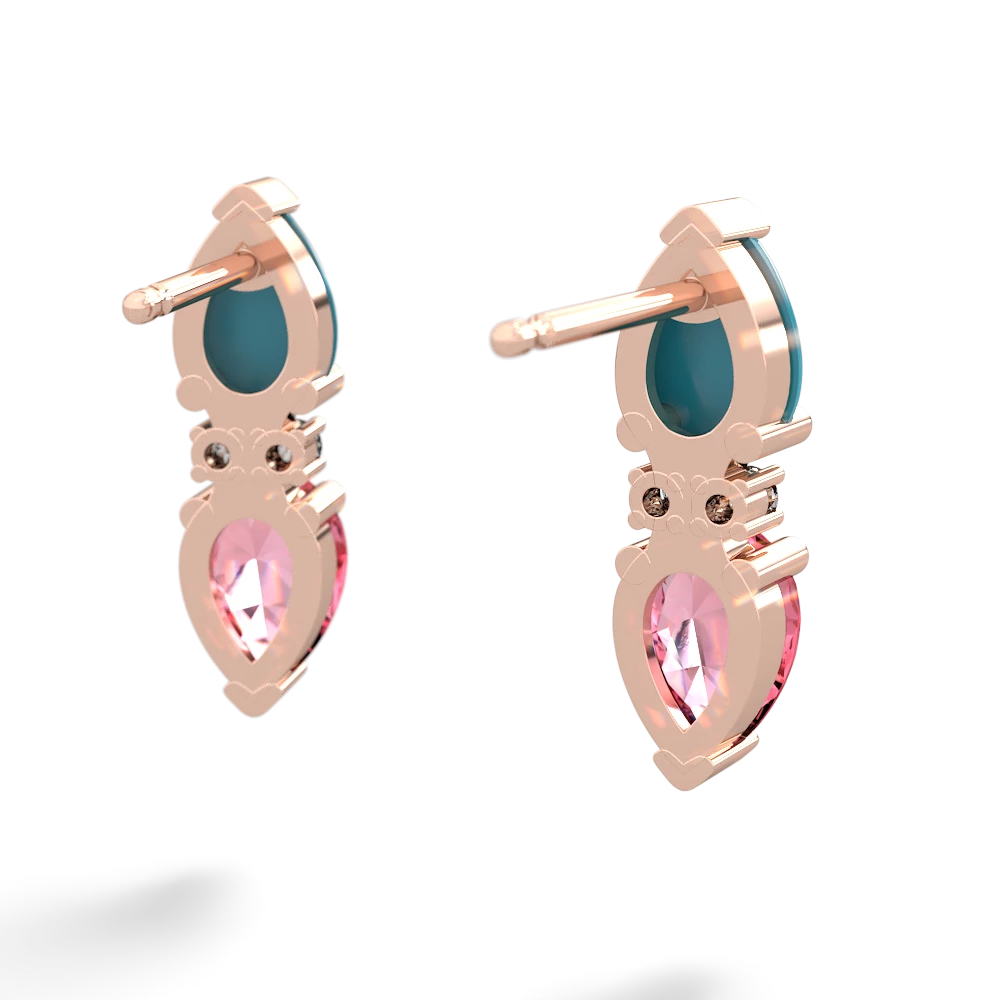 Turquoise Bowtie Drop 14K Rose Gold earrings E0865