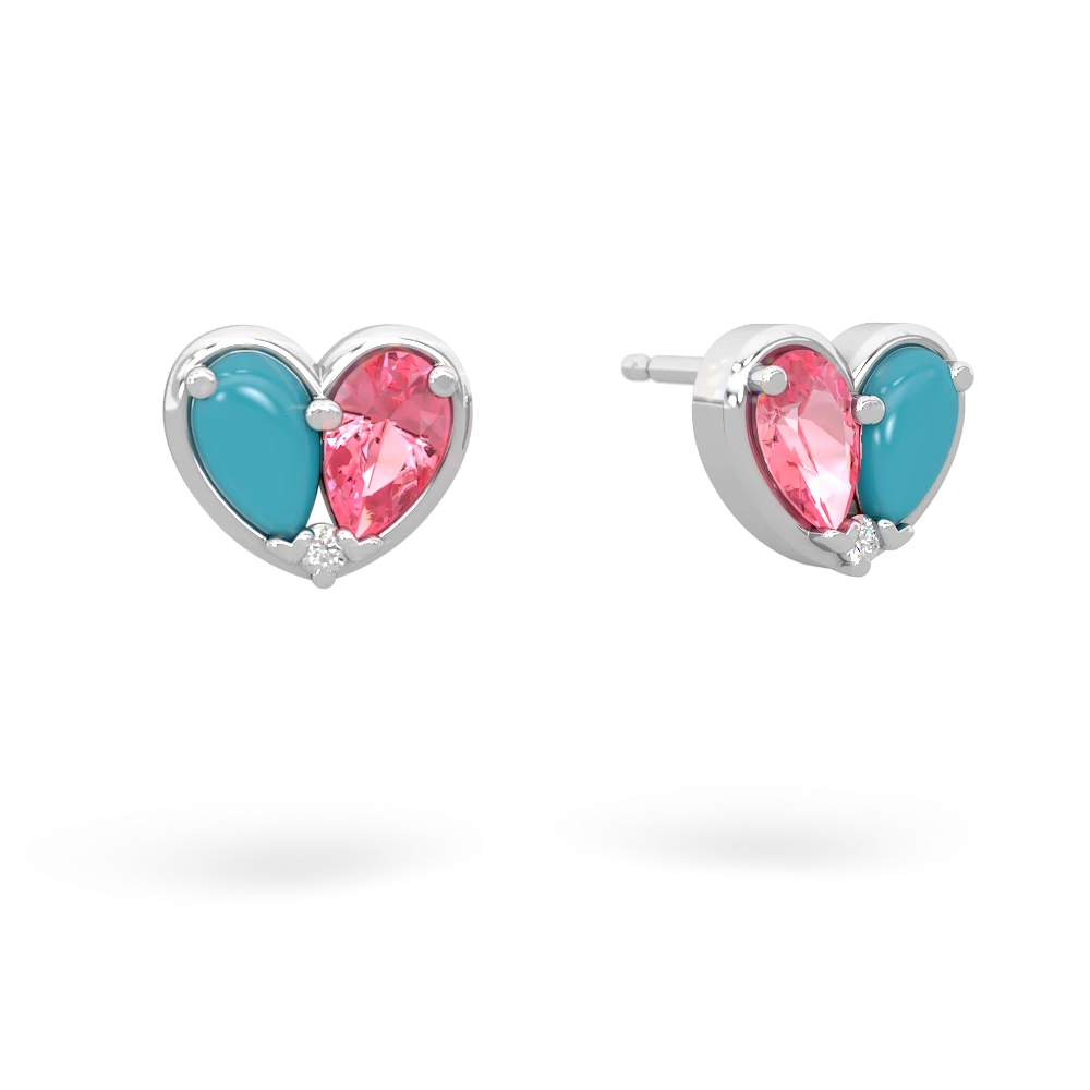 Turquoise 'Our Heart' 14K White Gold earrings E5072