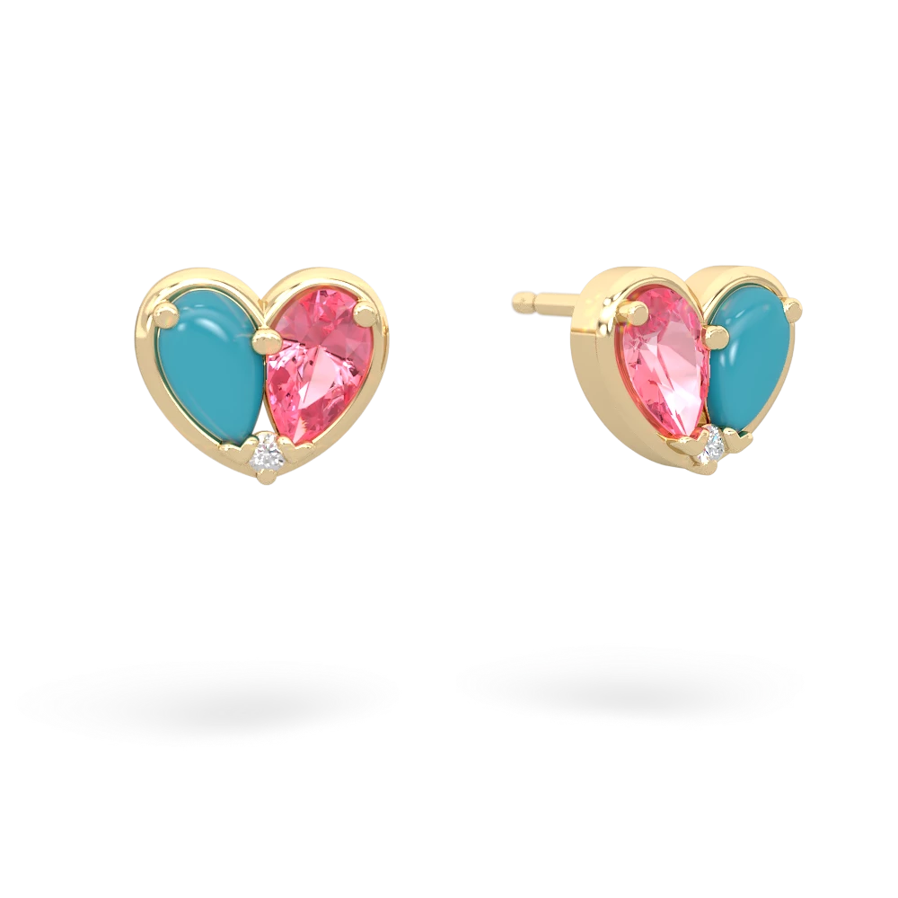 Turquoise 'Our Heart' 14K Yellow Gold earrings E5072