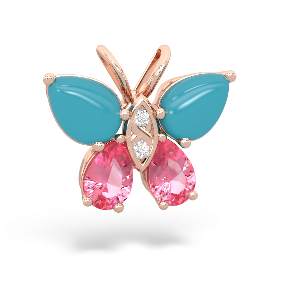 Turquoise Butterfly 14K Rose Gold pendant P2215