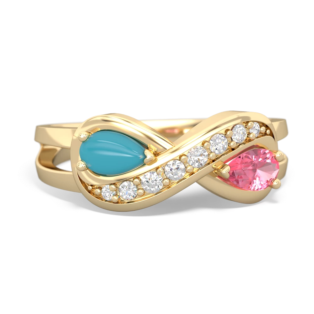 Turquoise Diamond Infinity 14K Yellow Gold ring R5390