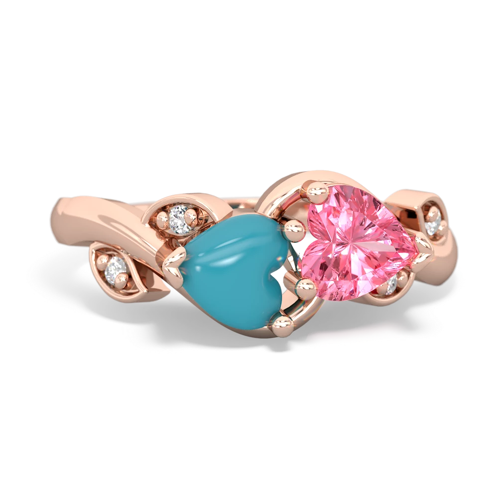 Turquoise Floral Elegance 14K Rose Gold ring R5790