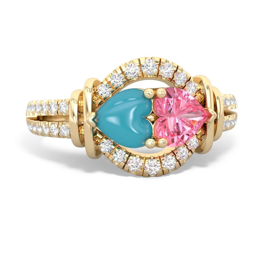 Turquoise Art-Deco Keepsake 14K Yellow Gold ring R5630