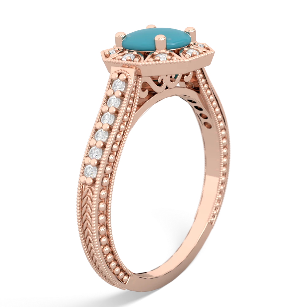 Turquoise Art-Deco Starburst 14K Rose Gold ring R5520