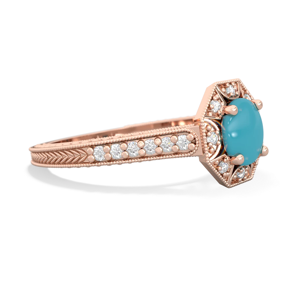 Turquoise Art-Deco Starburst 14K Rose Gold ring R5520