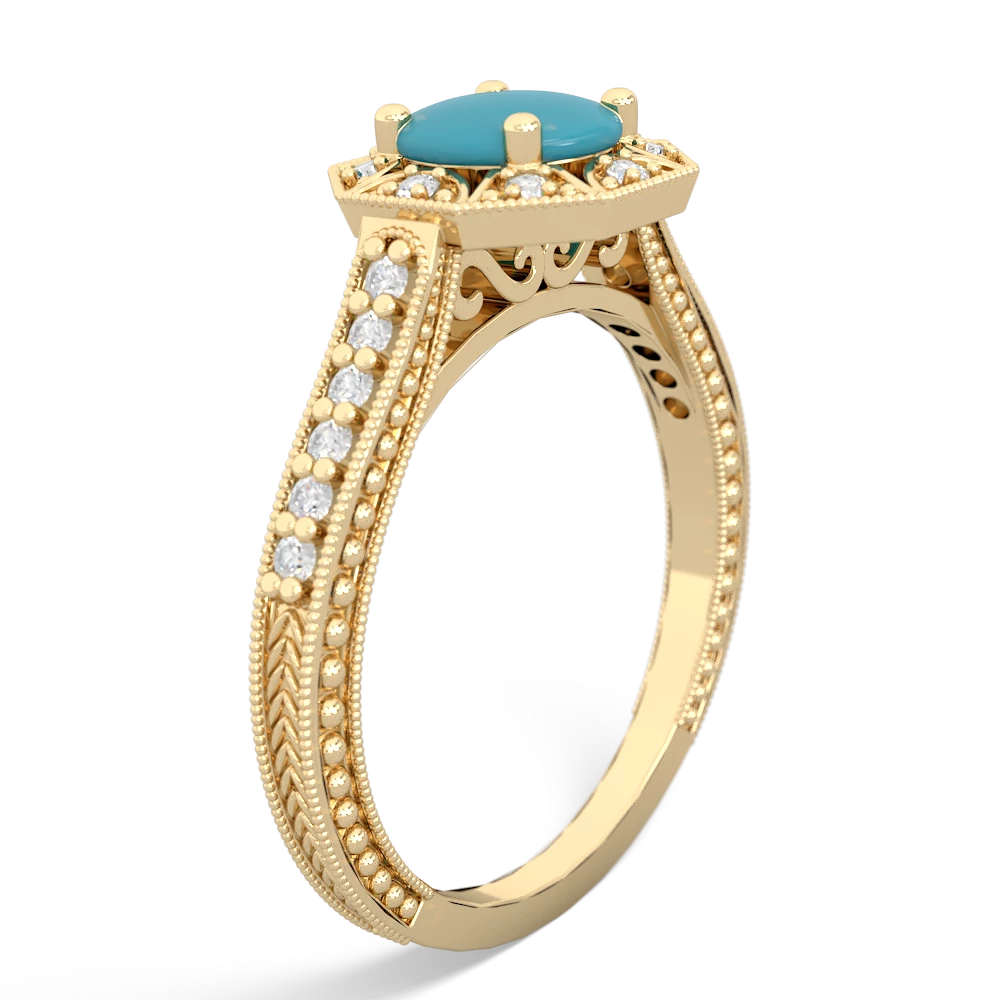 Turquoise Art-Deco Starburst 14K Yellow Gold ring R5520