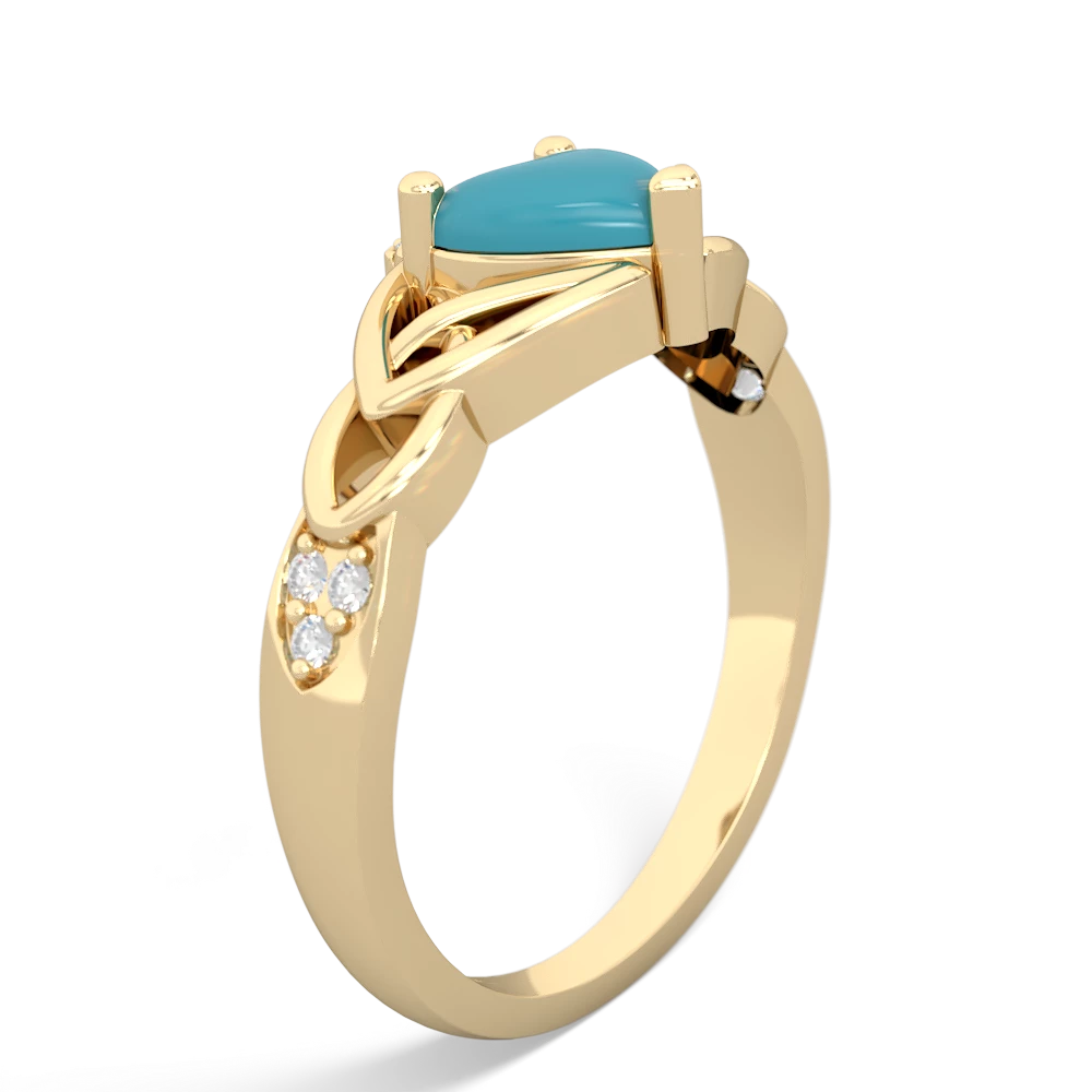 Turquoise Claddagh Celtic Knot Diamond 14K Yellow Gold ring R5001