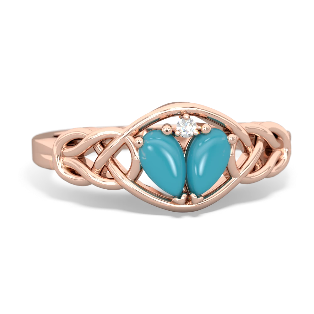 Turquoise Celtic Love Knot 14K Rose Gold ring R5420