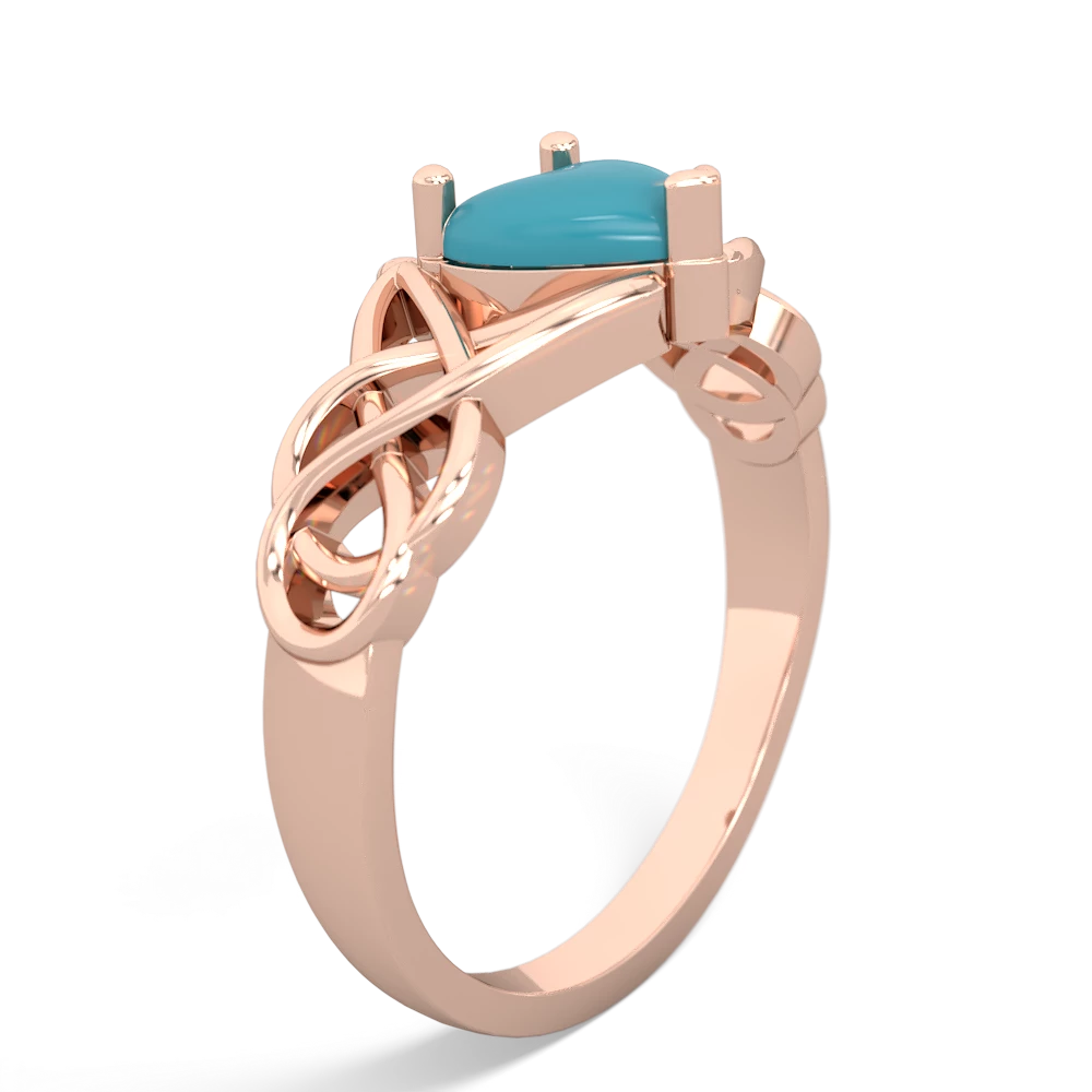 Turquoise Claddagh Celtic Knot 14K Rose Gold ring R2367