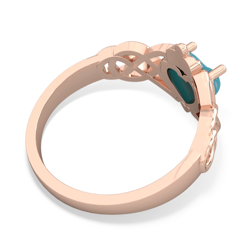 Turquoise Claddagh Celtic Knot 14K Rose Gold ring R2367