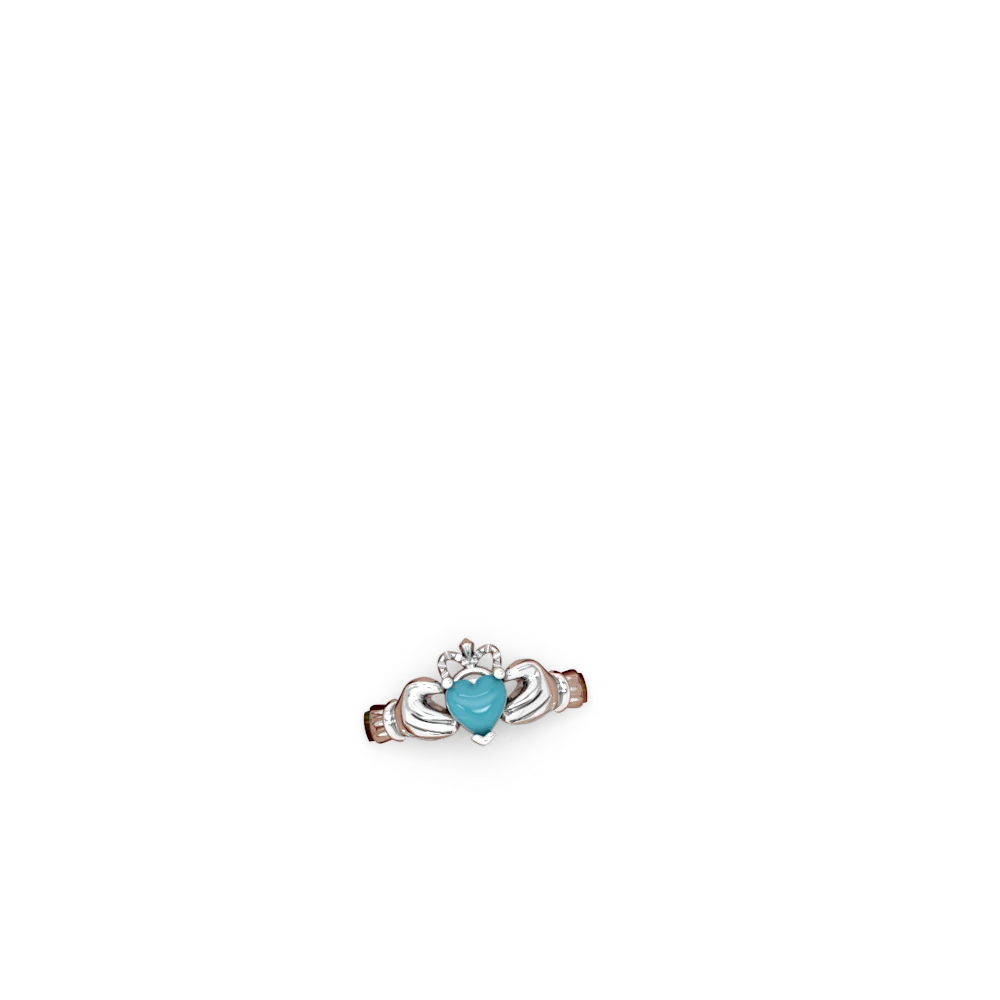 Turquoise Claddagh 14K White Gold ring R2370