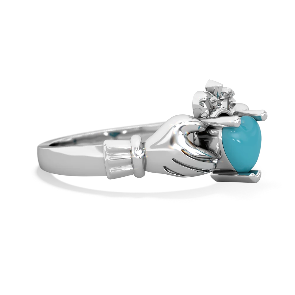 Turquoise Claddagh 14K White Gold ring R2370