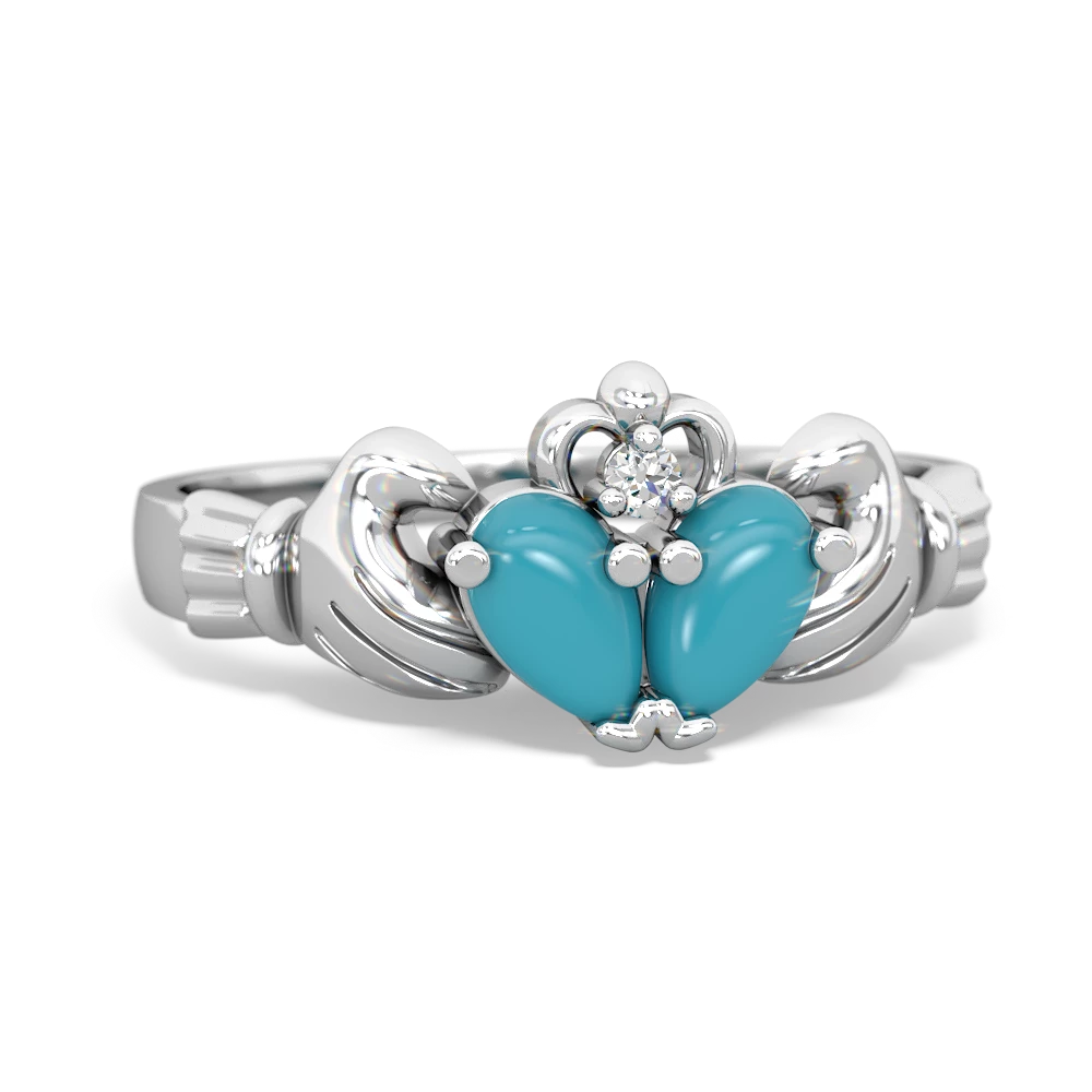 Turquoise 'Our Heart' Claddagh 14K White Gold ring R2388