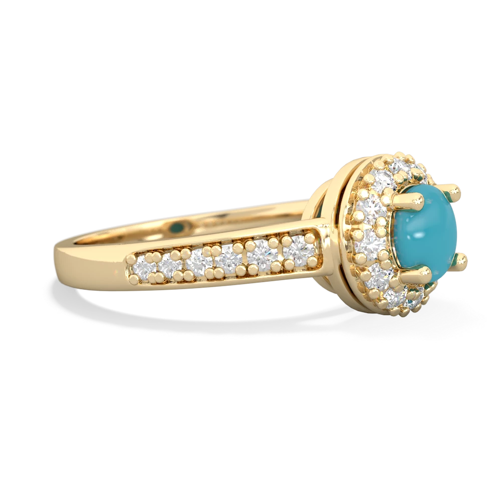 Turquoise Diamond Halo 14K Yellow Gold ring R5370